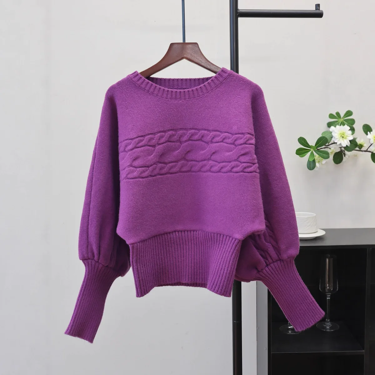 Jerséis de punto para mujer, jerséis lisos, calentador de cuello, cuello redondo, manga larga, suelto, para oficina, elegante, informal, Otoño Invierno 2025