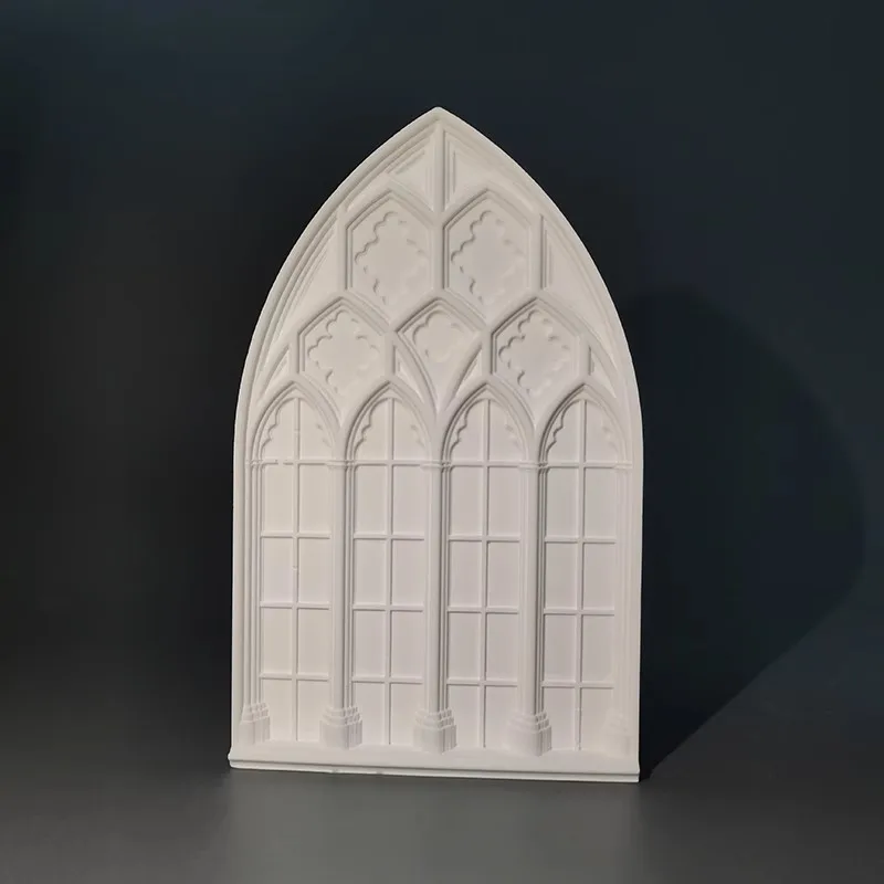 Gothic Church Window Plaster Relief Sculpture Nordic Desktop Art Aesthetic Room Decor Bookshelf Ornament Studio Photography Prop view 3