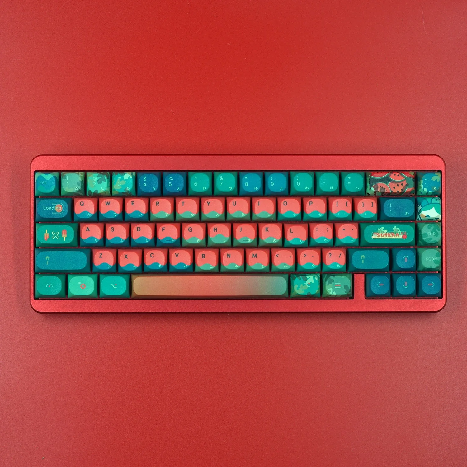 

MA high watermelon theme keycaps Japanese root pbt small full set of thermal sublimation process suitable for mechanical keyboar