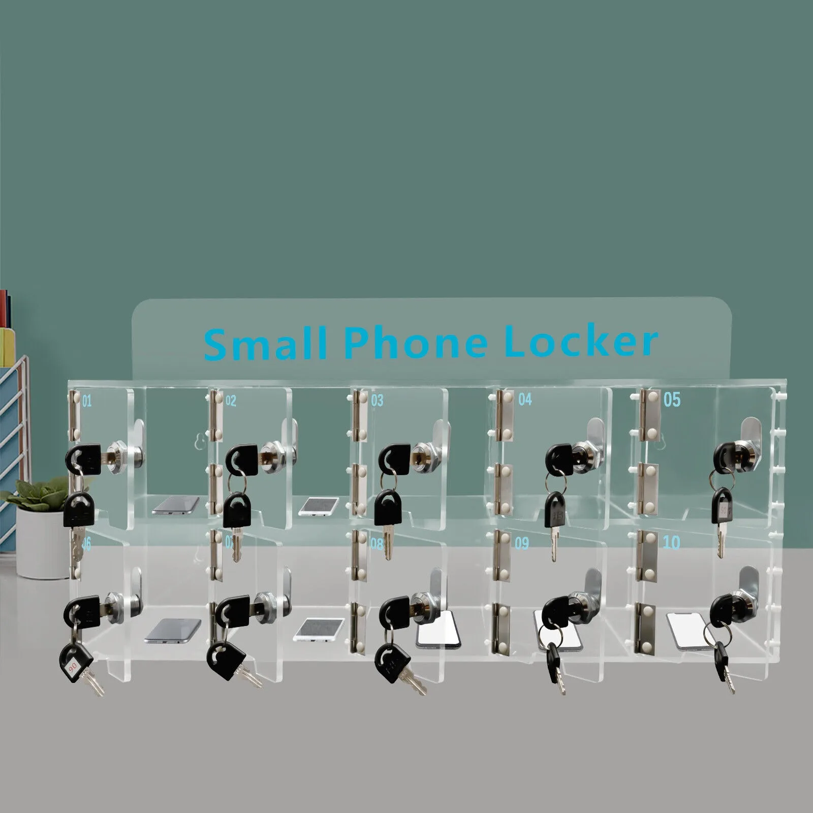 

10-Slot Transparent Acrylic Cell Phone Storage Box Cellphone Locker With Key United States