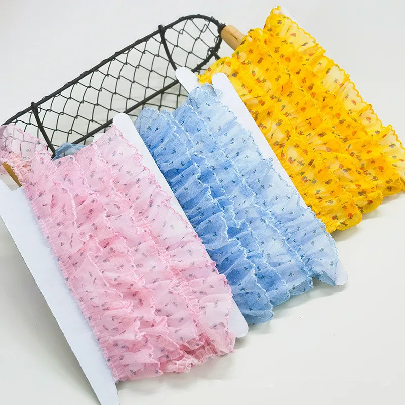 3 Meters 4cm wide Lolita print mesh pleated lace dogtooth edge lace cuff collar decorative lace