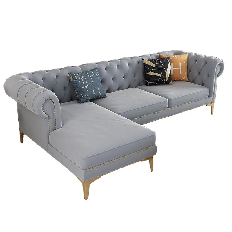 

American light luxury velvet three-person concubine combination Nordic modern retro medium and small apartment living r