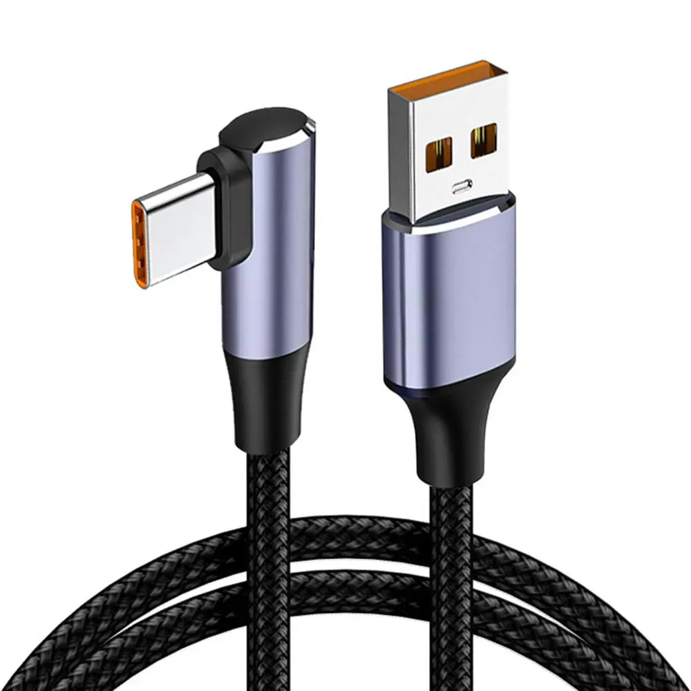 4.0 Right Angle Wire 90 Degree Data Cable 100W PD Fast Charging Line USB A to USB Type C Cable For Laptop Mobile Phone