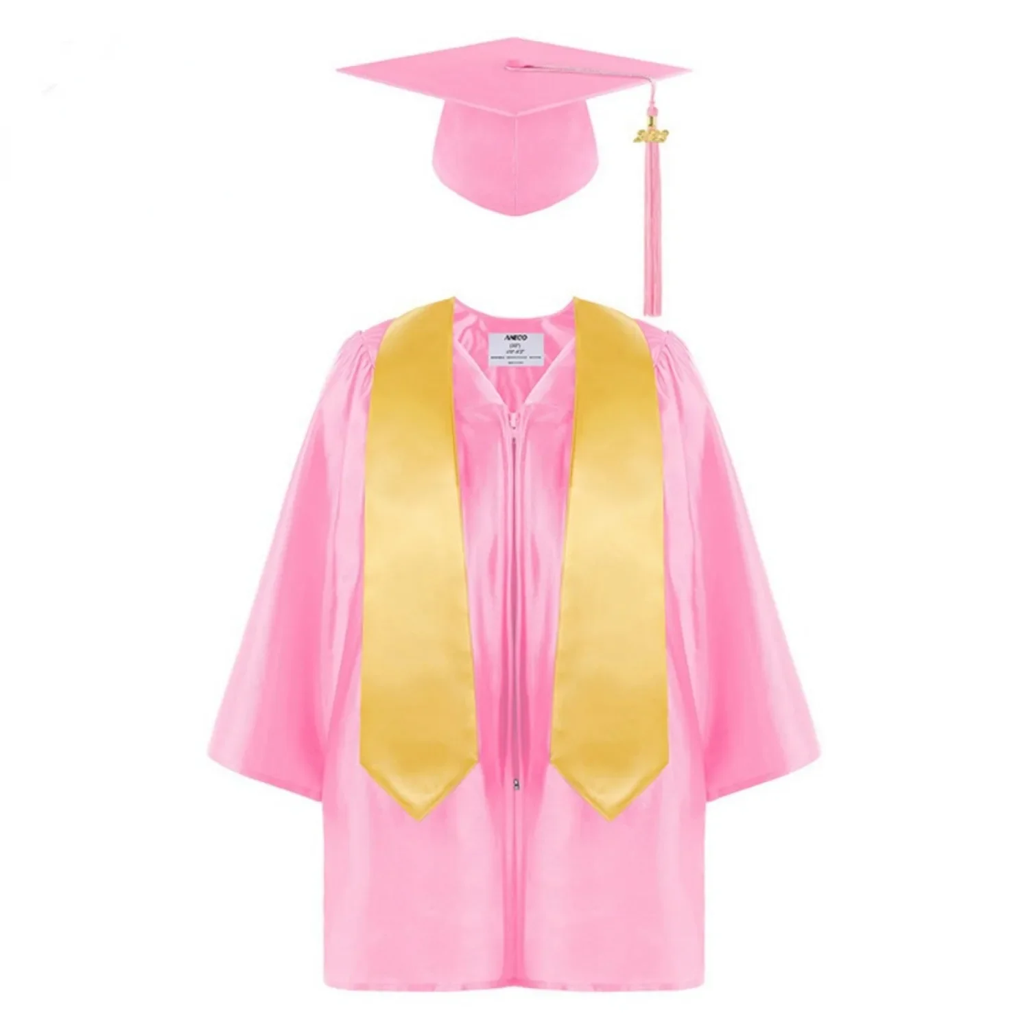 Robe académique pour enfants, uniformes scolaires pour enfants, robe de graduation de la maternelle alth, ensemble châle et chapeau à pampilles, 2024