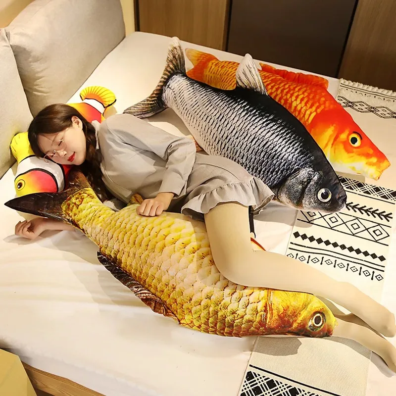 1pcs 40/60/80cm 3D Simulation Gold Fish  Stuffed Soft Animal Carp Plush Pillow Creative Sofa Pillow Cushion Pillow on The Bed