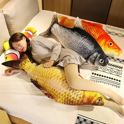 1pcs 40/60/80cm 3D Simulation Gold Fish  Stuffed Soft Animal Carp Plush Pillow Creative Sofa Pillow Cushion Pillow on The Bed
