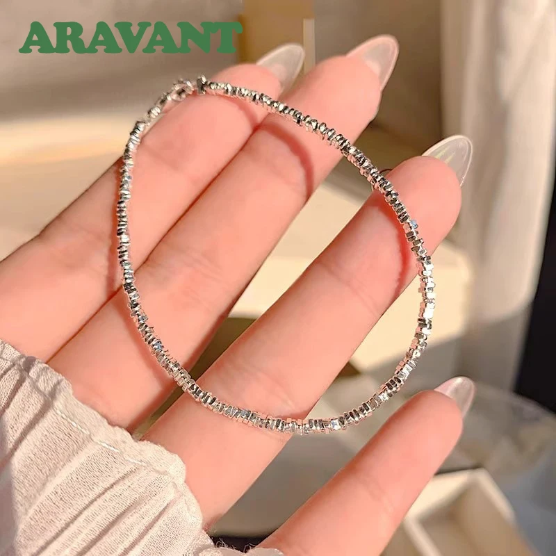 

Aravant 925 Silver Simple Bracelet Chains For Women Girls Fashion Jewelry