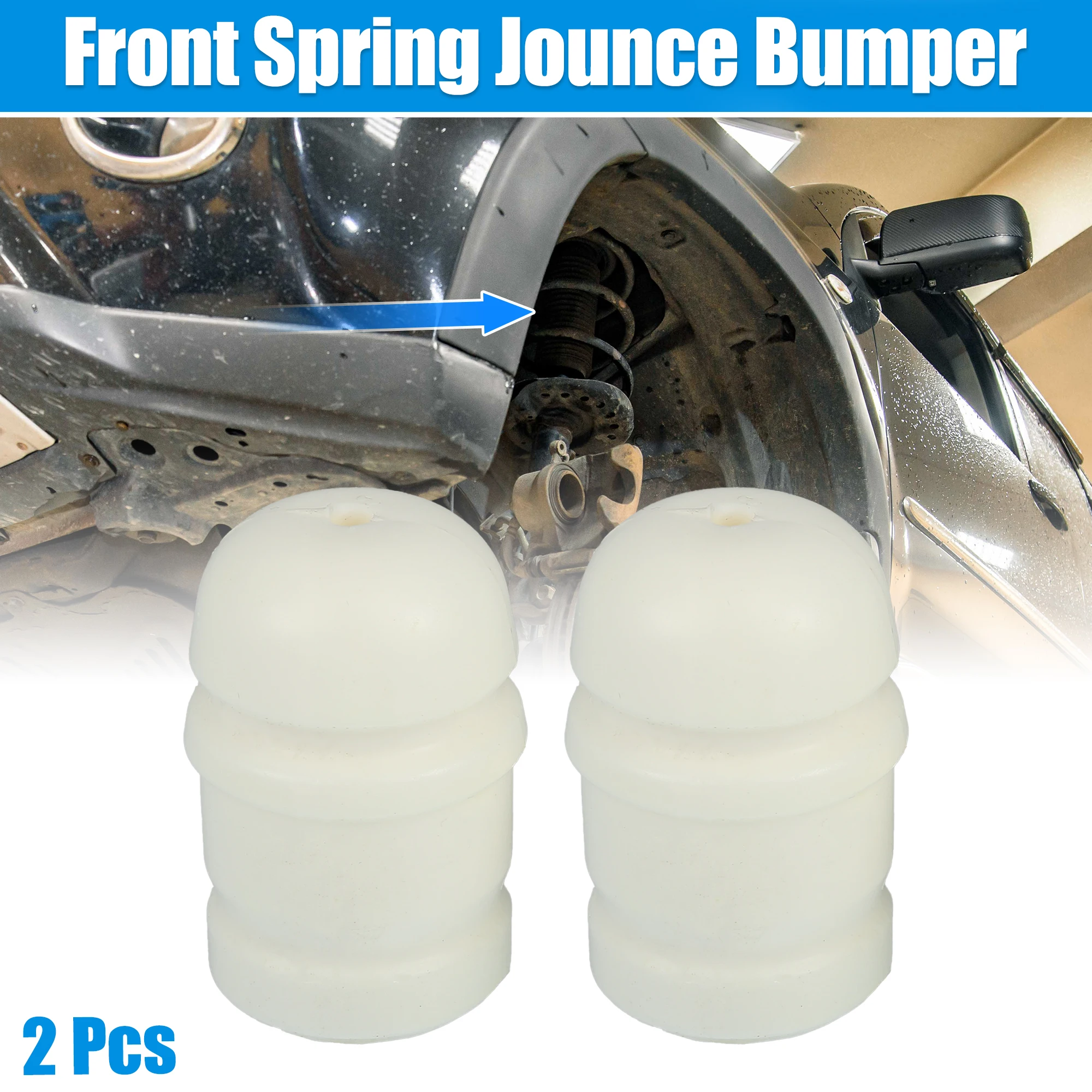 UXCELL 2 Pcs Car Front Spring Jounce Bumper for Jeep Wrangler JK 2007-2018 for Jeep Wrangler JL 2018-2023 White