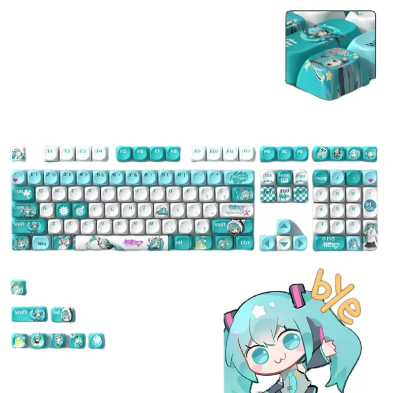初音ミクの高価値青と白のかわいい個性クリエイティブ二次元周囲丸型メカニカルキーボードキャップ