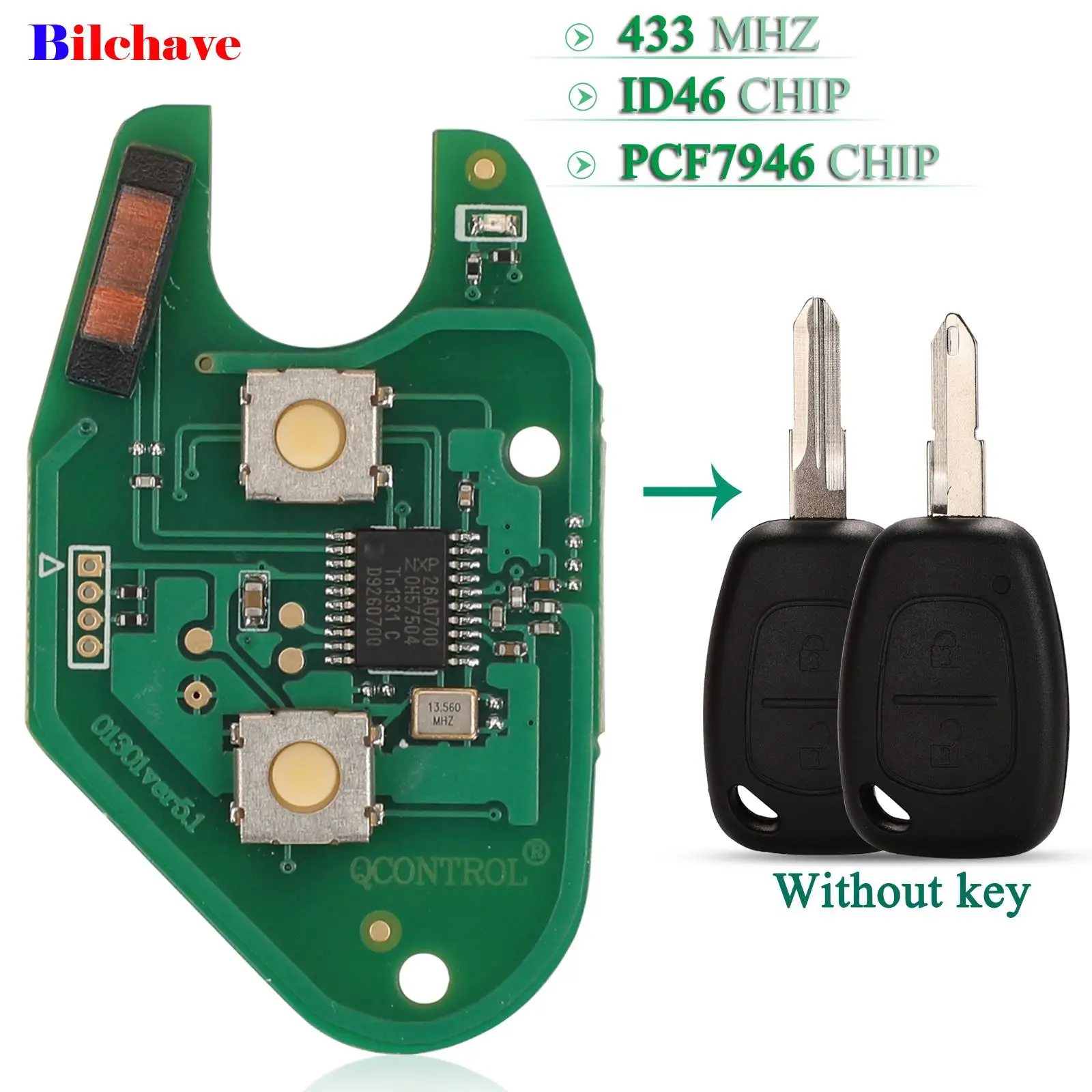 Jingyuqin per Renault Traffic Master Vivaro Movano Kangoo Remote Key Circuit Board 433Mhz ASK ID46 PCF7946 Chip Fob 2Button