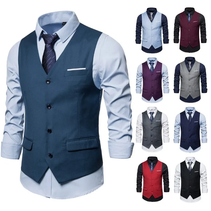 Wholesale Foreign Trade  Spring Clothing Slim Fit Cross-border Business Leisure Men's Slim Fit Korean Version Vest Groom Suit