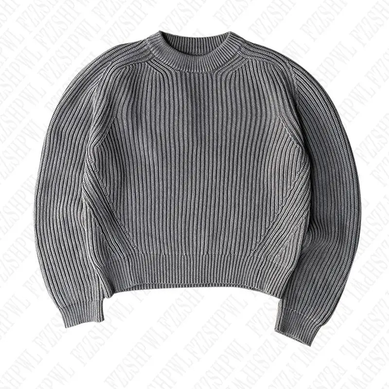 Y2kผู้ชายถักเสื้อกันหนาวสีทึบHip HopกราฟิกอเมริกันRetroเสื้อกันหนาวStreetwear Punk Pullover Grunge High Street Casual