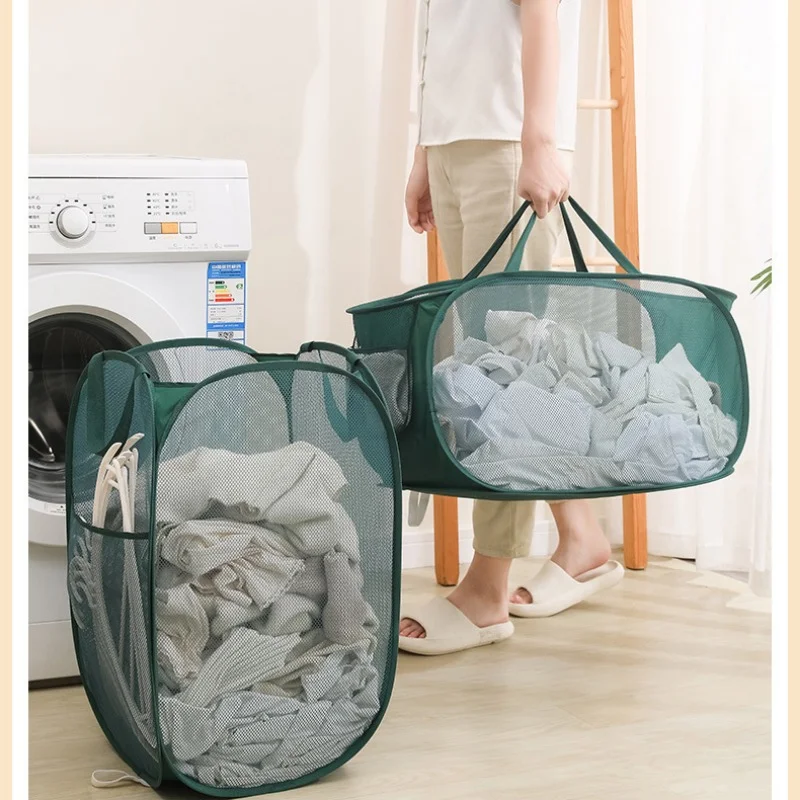 Laundrys Hamper Horizontal Foldable Laundry Basket Mesh Cloth  Large Capacity Storage Baskets Home Accessories