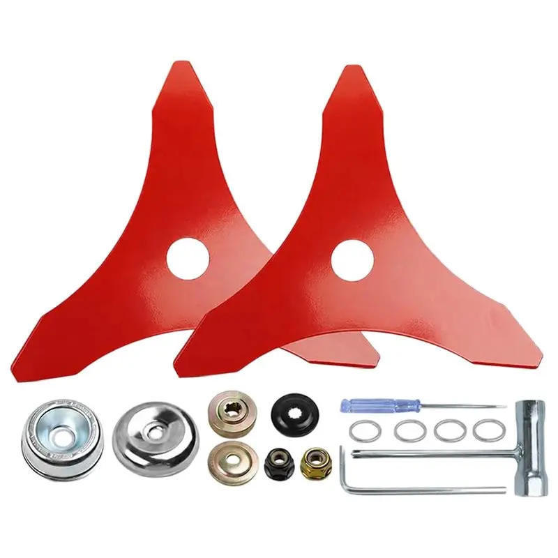 AB34-For FS 131 9 Inch Trimmer Replacement Blade Kit- Alloy Steel 2 Pcs 3 Tooth Brush Cutter Blades 25Mm Weed Eater Blades
