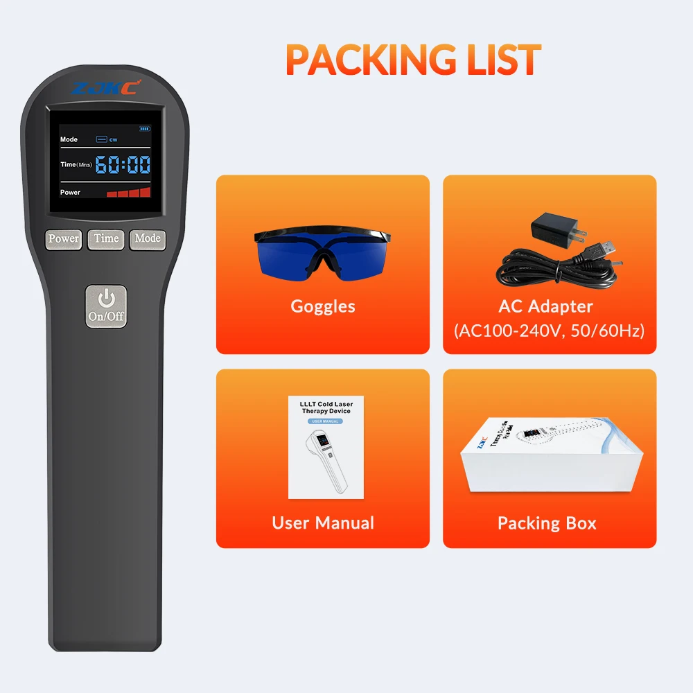 ZJKC 20diodes Cold Laser Red Light Therapy Device 650nmx16+808nmx4 Laser Treatment for Deep Tissue Repair for Pets Home Use