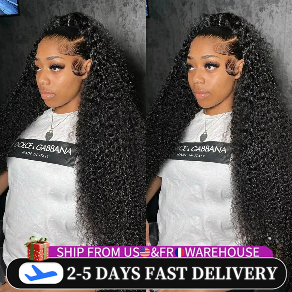 200 Density 13X6 Transparent Lace Deep Water Wave Curly Human Hair Lace Frontal Wig 30 34 Inch 13X4 Lace Front Human Hair Wigs