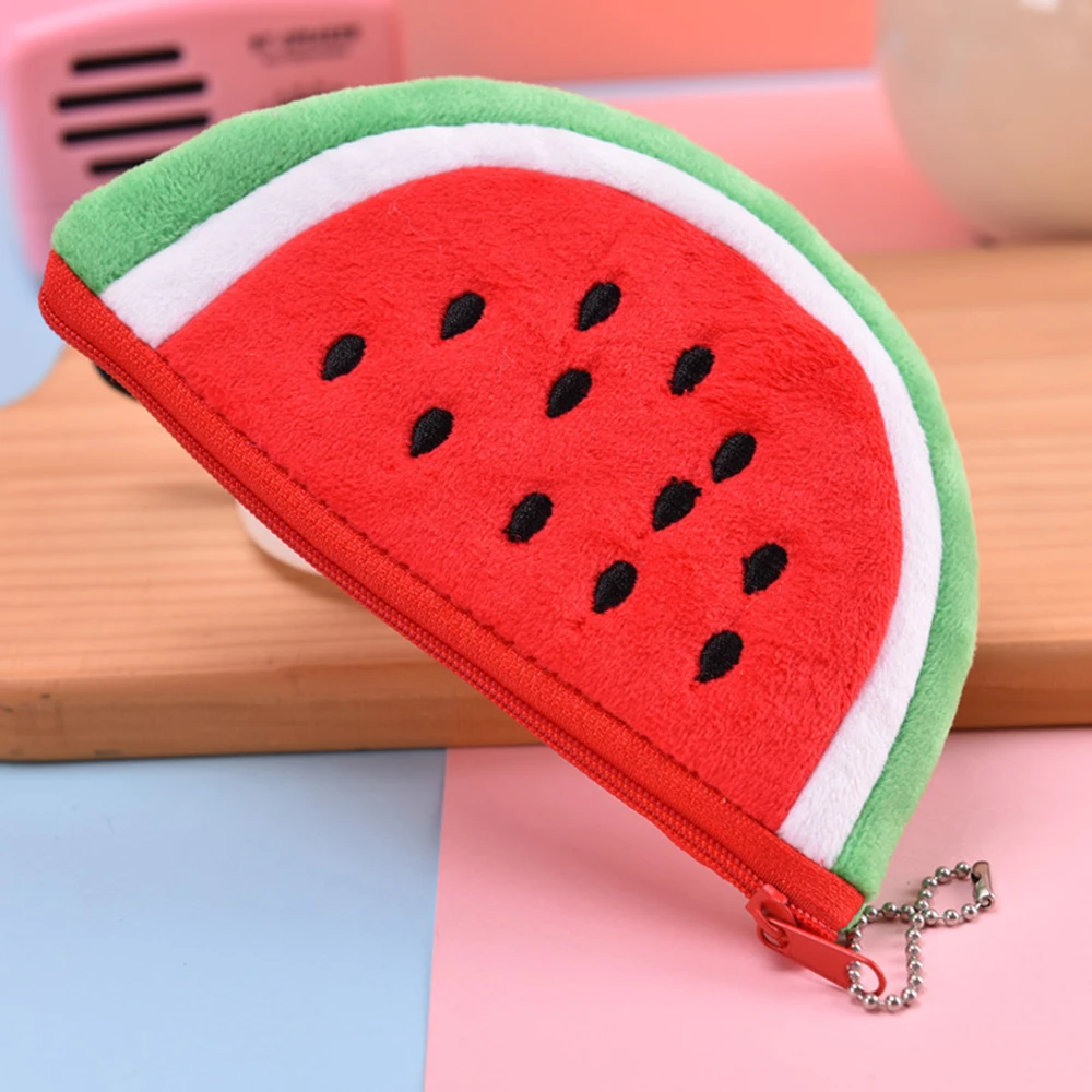 10 Pcs Cute Fruit Watermelon Pencil Case Large Capacity Plush Pencil Bag Cosmetics Case For Kids Gift School Suppli Stationery