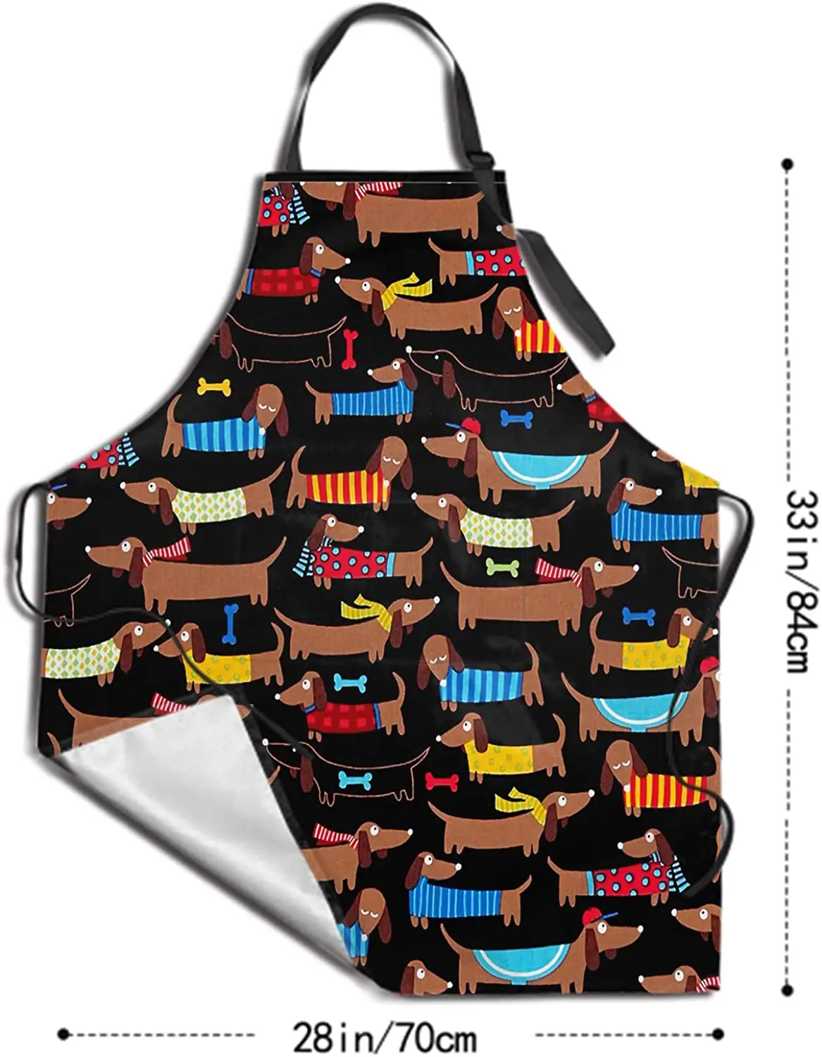 Cute Dachshunds Apron Funny Waterproof Kitchen Aprons with 2 Pockets