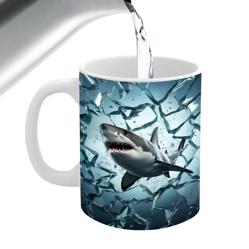 3D Mugs Ceramic 3D Shark Coffee Mugs Tabletop Centerpieces Tea Marine Animal Cups Container For Christmas Birthday Home