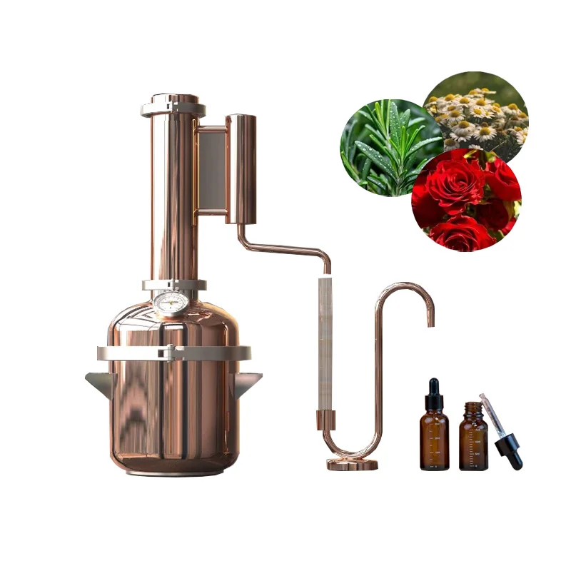 

Household 8L Pure Copper Retro Dual Purpose Distiller Essential Oil Hydrosol Equipment Brewing Machine