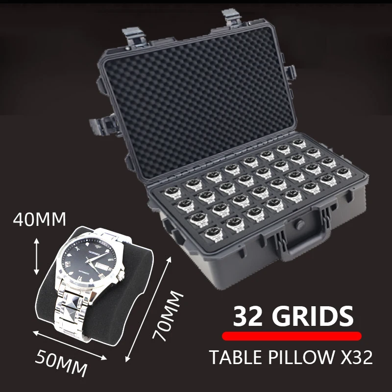 32 Slots Waterproof Watch Box Safety Equipment Case Portable Dry Tool Box Impact Resistant Case With Foam For Watches Storage