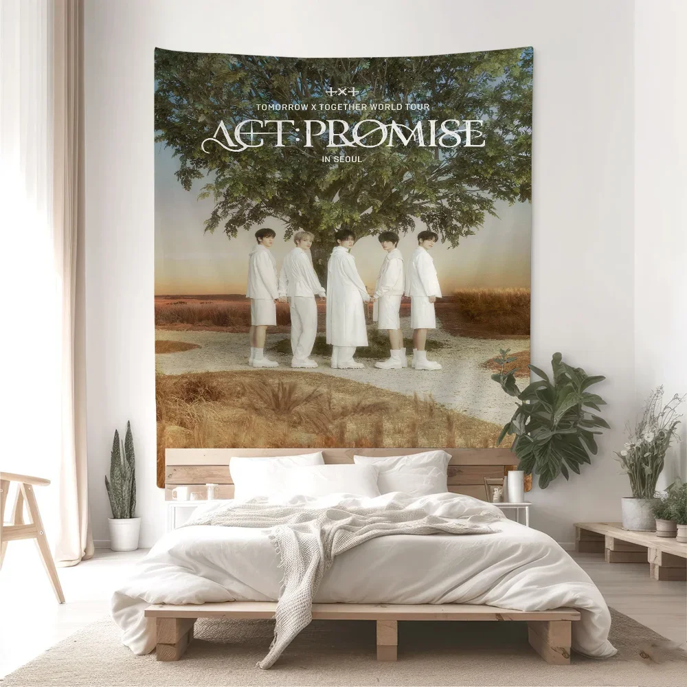 Kpop T-TOMORROW X T-TOGETHER TXT DIY Wall Tapestry Hanging Tarot Hippie Wall Rugs Dorm INS Home Decor