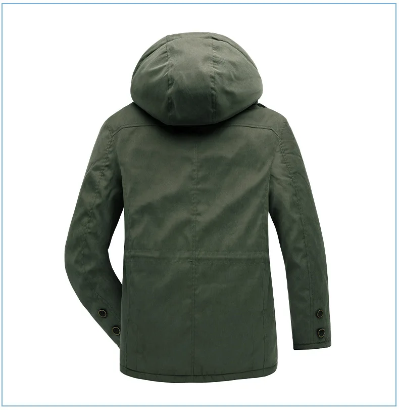 Men Oversized Hooded Lamb Fleece Parkas Men Thick Multi Pocket Mid Length Outerwear Winter Thick Parkas Males Thermal Parkas