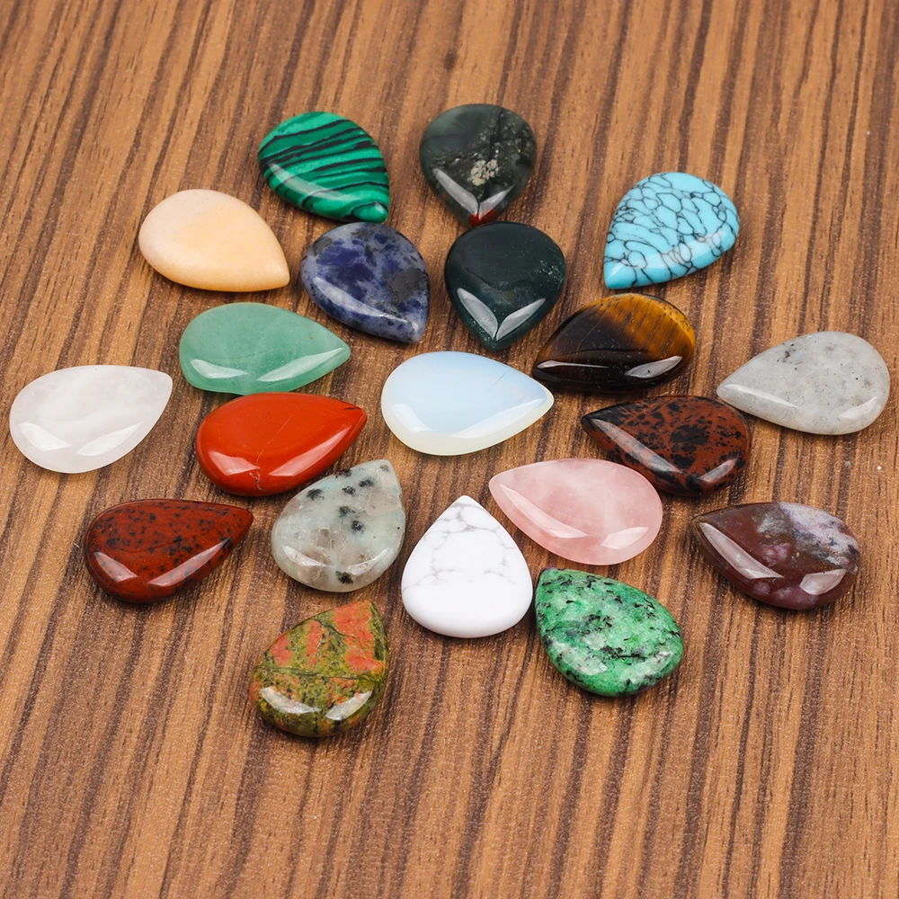 10/20/30 قطعة الحجر الطبيعي كريستال غير الحفر قطرة الماء قلادة اليشم الأصلي مزدوجة الوجهين شقة DIY بها بنفسك مجوهرات اكسسوارات #3