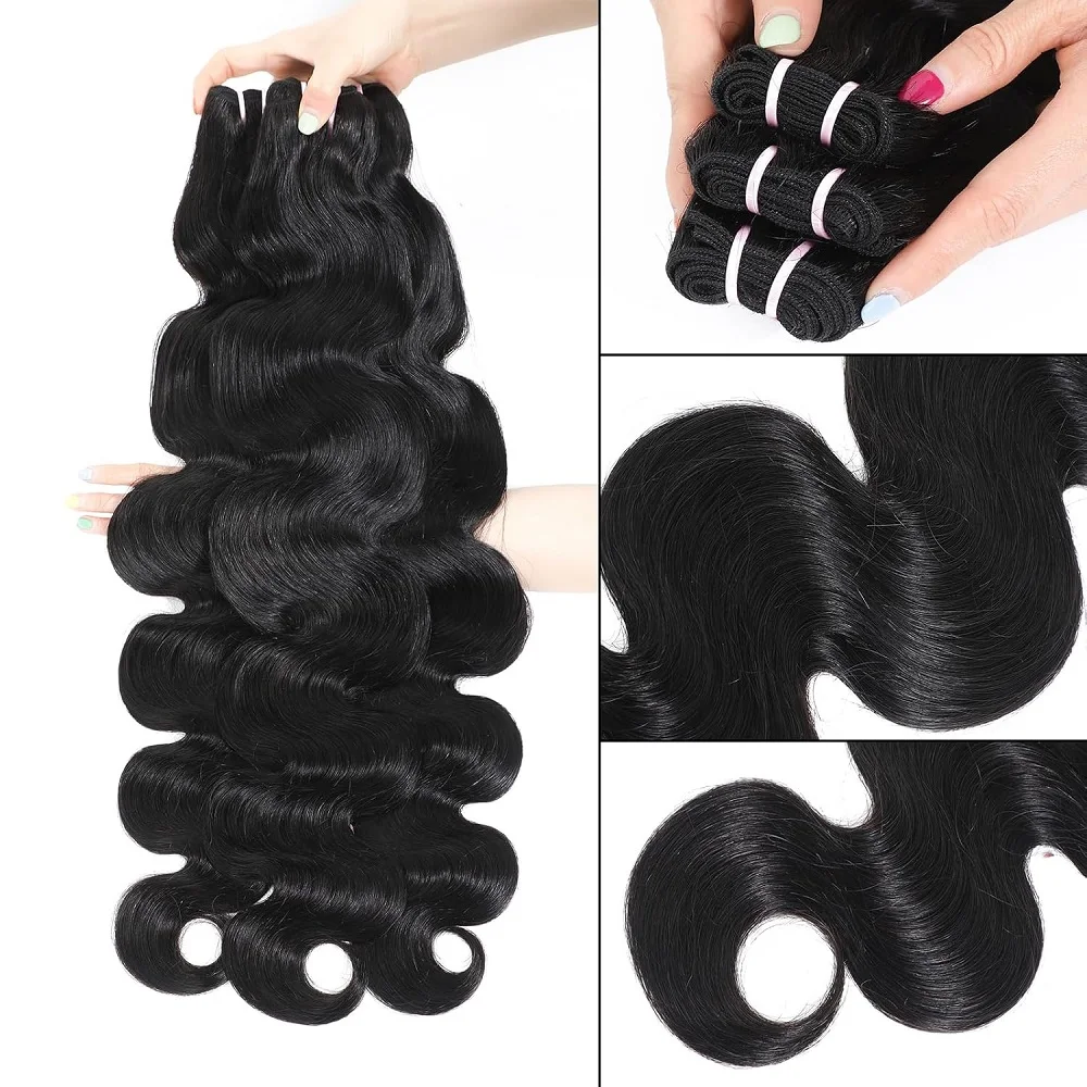 15A ダブル描画 12-28 インチ実体波人毛バンドルブラジル生毛 3 4 バンドル 100% 人毛エクステンションナチュラルカラー