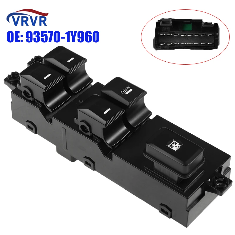 

VRVR 93570-1Y960 935701Y960 16 Pins Front Left Electric Master Power Window Switch For 2011- 2015 Kia Morning Picanto