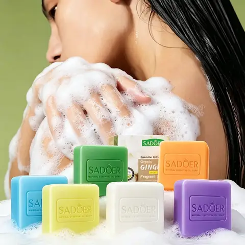 6PCS 4-In-1 Handmade Soap, Face & Body Cleansing, Gentle Cleansing, Moisturizing Care, Making Skin More Hydrated, Delicate And Smooth, Suitable For Daily Face Washing And Full-Body Bathing, Includes: Mint, Sea Salt, Jasmine, Ginger, Coconut, Lavender