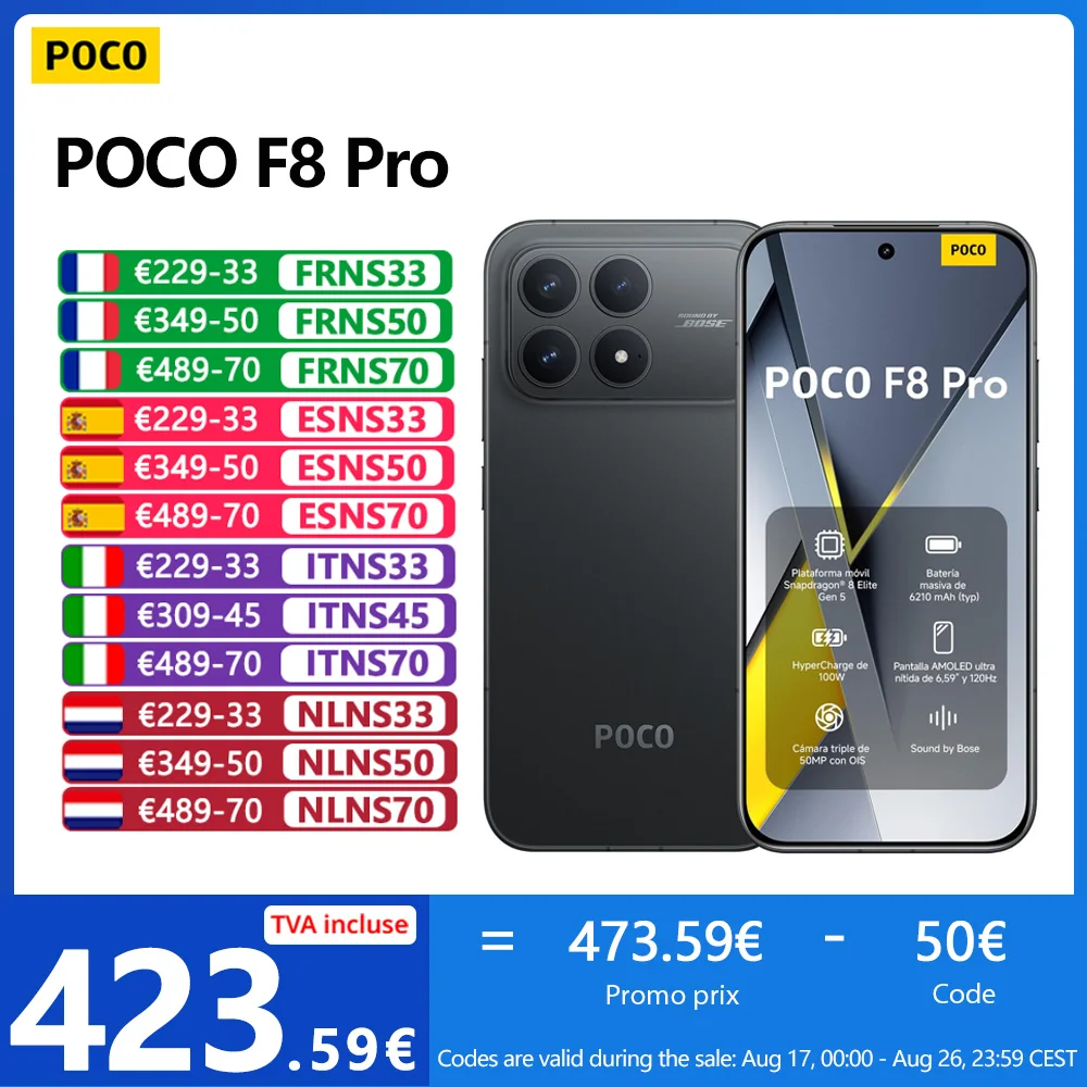 POCO F8 Pro 5G 12 512GB Versión EEA, Snapdragon® 8 Elite, 120 Hz 6.59″, c…