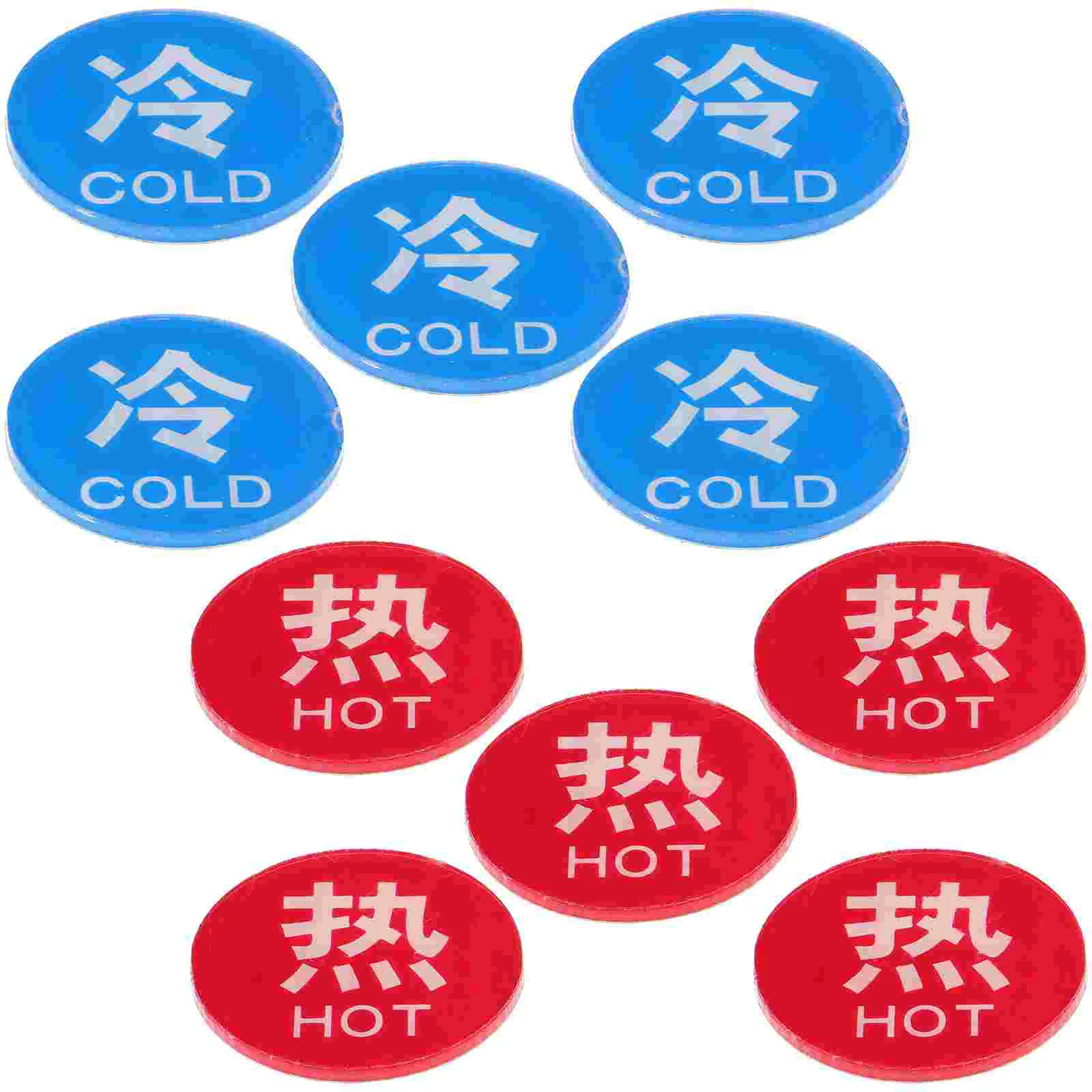 5 Pairs Hot and Cold Water Label Decal Indicator Labels Warm Reminder Sign Stickers for Faucet Small