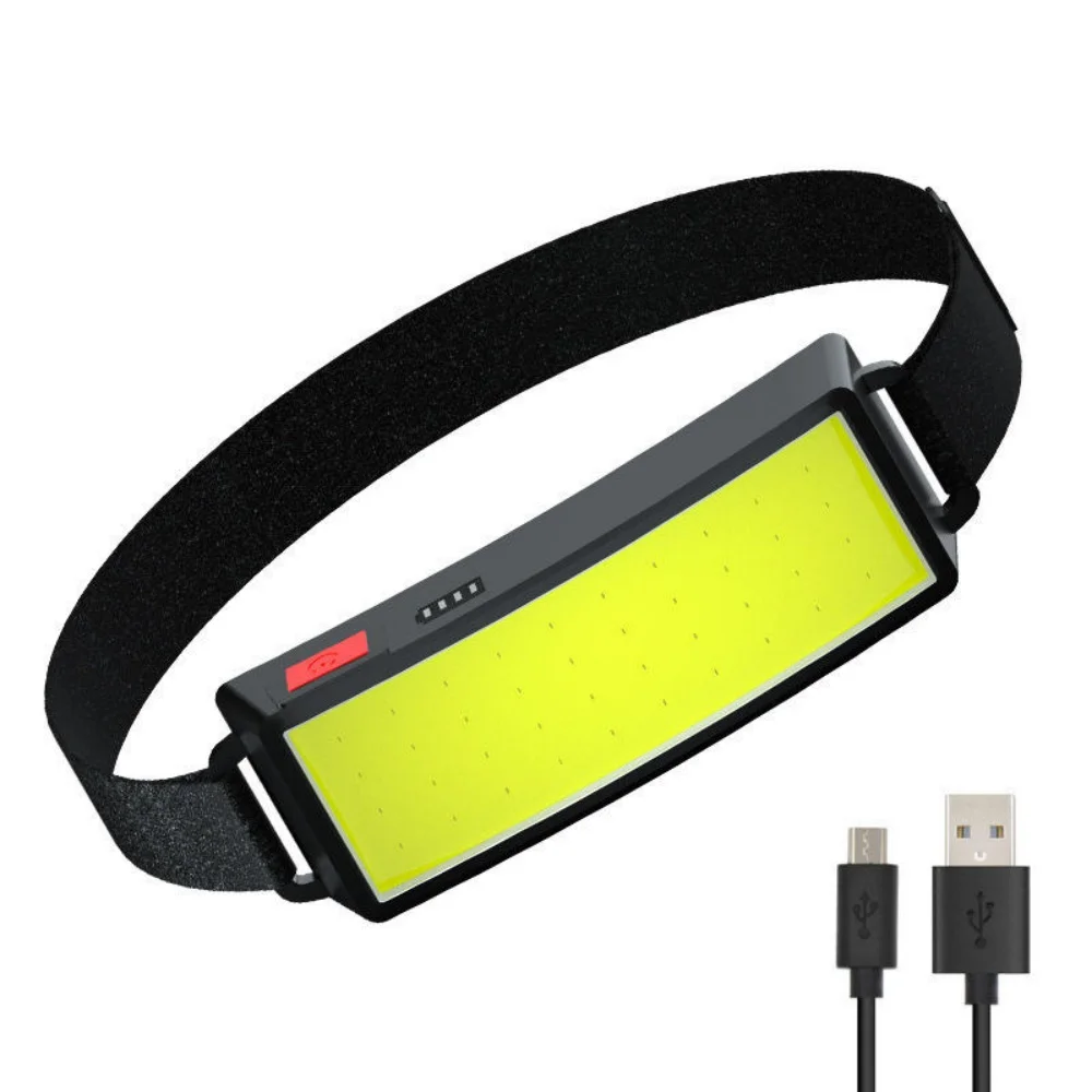 Rechargeable Flood Headlamp Wide Beam Forehead Flashlight LED Fishing Headlight Portable Waterproof Fishing Running Work Light