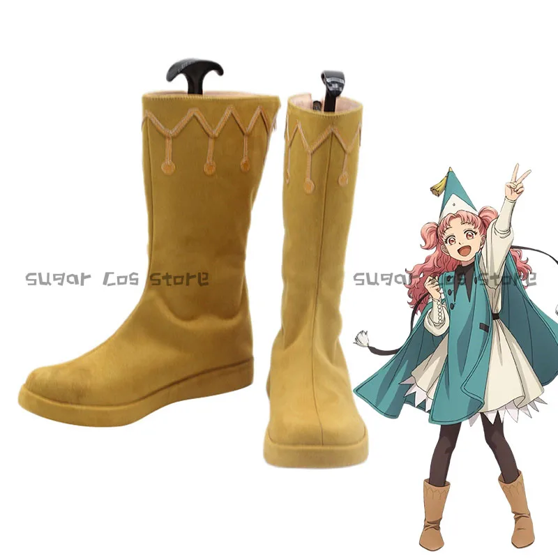 

Magic Workshop Of Pointed Hats Tetia Cosplay Shoes Boot Yellow PU Leather Boot Halloween Carnival Party Props For Women Men
