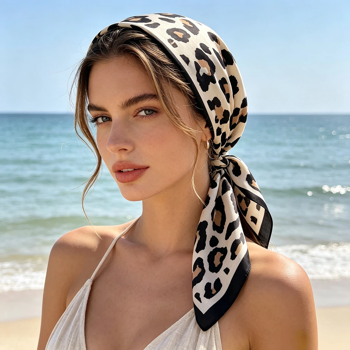2026 New Leopard Print Thin Warm and Versatile Temperament Neck Protection Temperament Headkerchief Shawl Wrap Hijab Echarpe