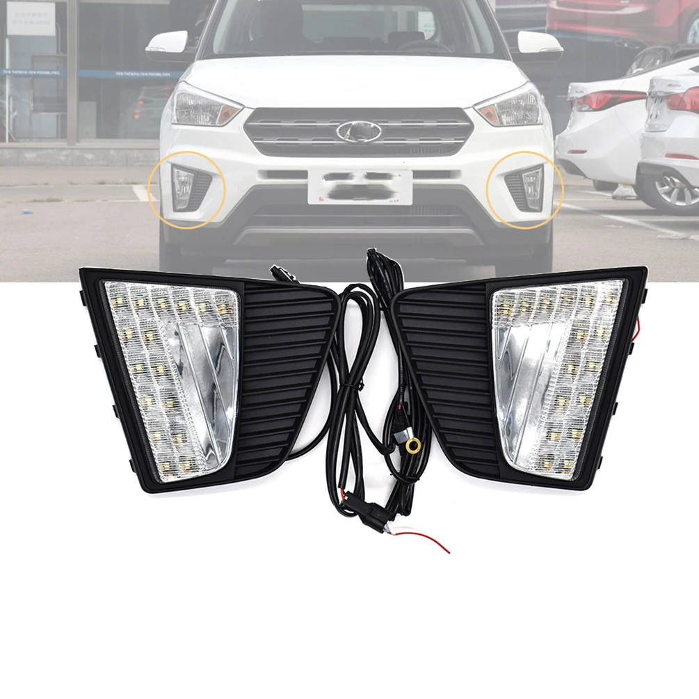 

LED Driving DRL Daytime Running Light Fit for Hyundai ix25 Creta 2014 2015 2016 Fog Lamp Relay with Sequential Turn Signal Light