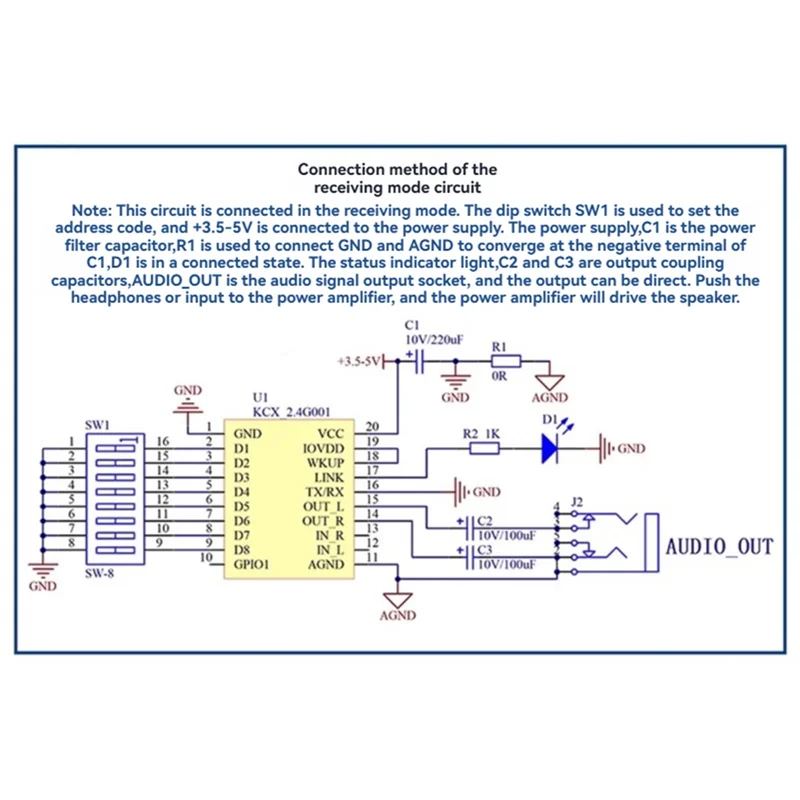 FFYY-For وحدة نقل الصوت اللاسلكية 2.4G وحدة ستيريو عالية الدقة لتقوم بها بنفسك لتعديل مكبر الصوت اللاسلكي