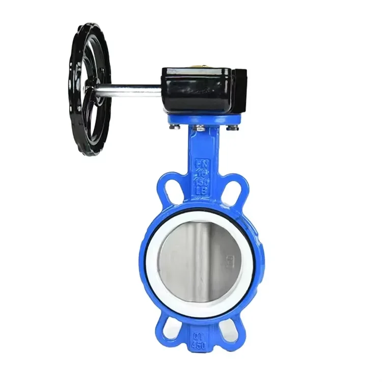 D371F46-10C D371F4-10C Manual Turbine Wafer Fluorine Lined Butterfly Valve for Water Normal Temperature