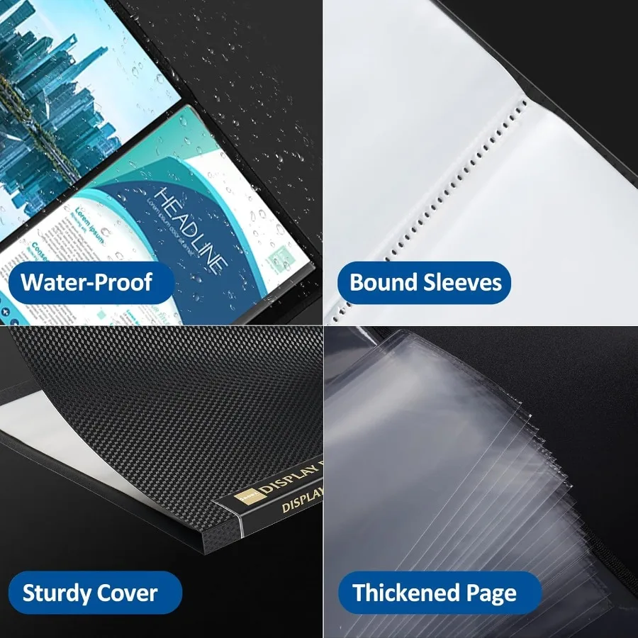 플라스틱 슬리브가 있는 30포켓 바인더 8.5x11 헤비 듀티 아트 포트폴리오 폴더 투명 시트 보호 디스플레이 60페이지 프레젠타