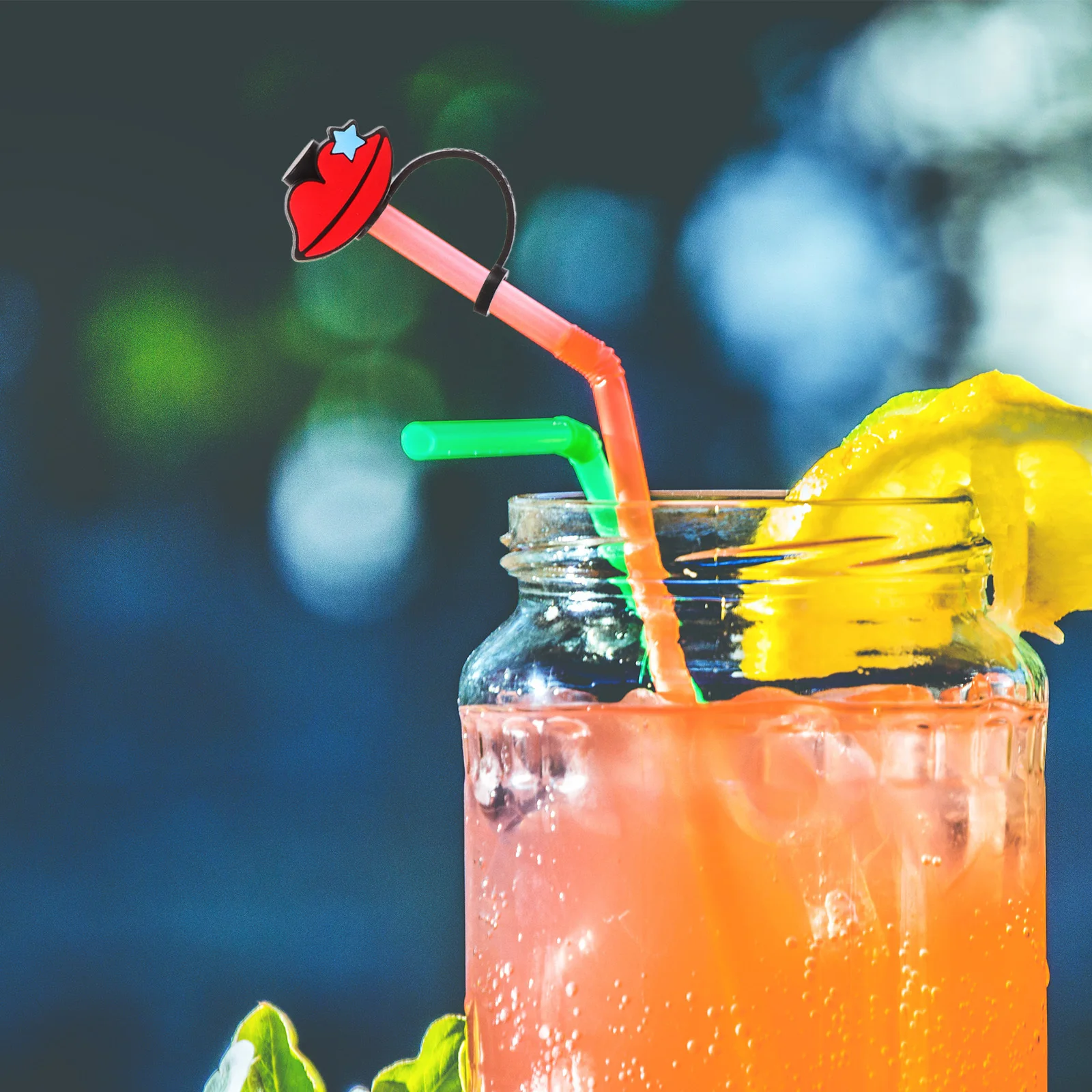 

5pcs Silicone Straw Covers Reusable Cute Drinking Straw Protectors Easy Clean Decorative Caps For Tumblers Valentine Party Use