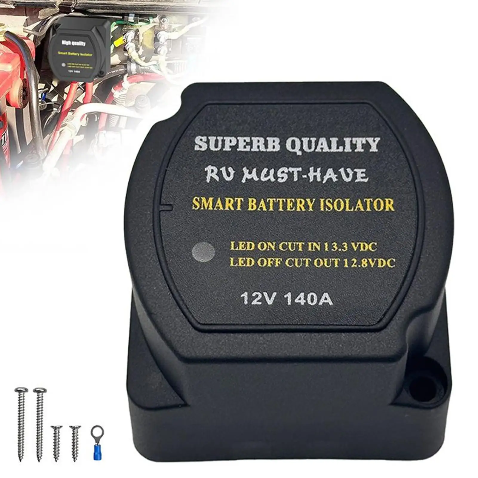 

Battery Isolator 12V Automatic Charging Relay Safety Protection Controller Preventer For Auxiliary Battery Management RV