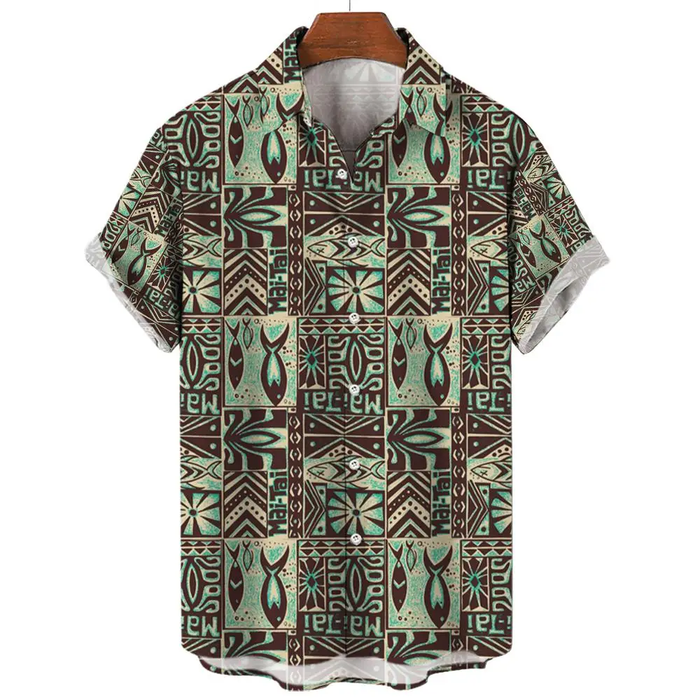 AMP Tree-Chemise imprimée en 3D pour hommes, chemise de plage hawaïenne, manches courtes, t-shirts en Y décontractés, vêtements pour hommes,