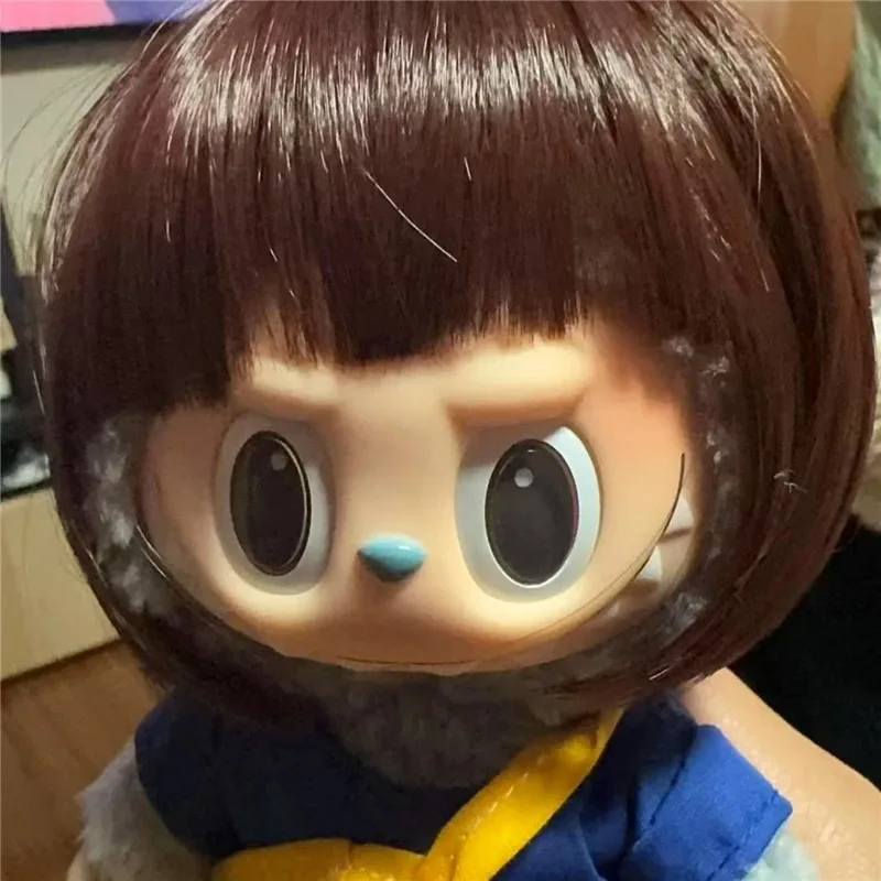 วิกผมคอสเพลย์ทรงบ๊อบ สำหรับตุ๊กตา Labubu BJD Dimoo ความยาว 22-23 ซม. รอบศีรษะ พร้อมชุดปาร์ตี้และเครื่องประดับ