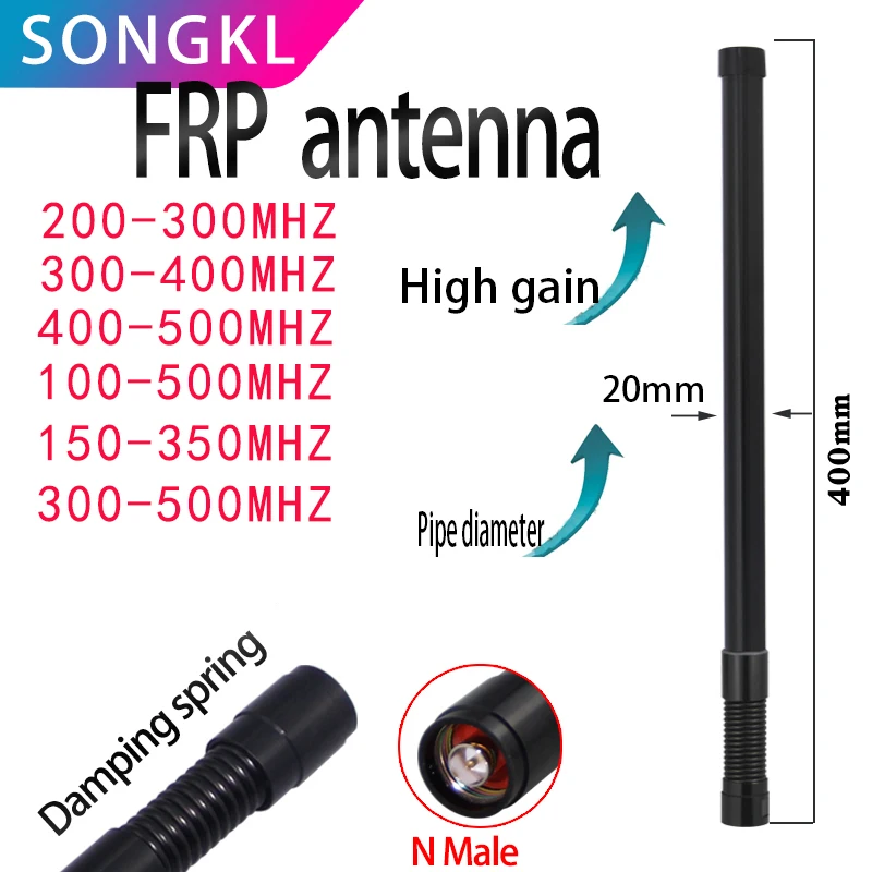 אנטנת זכוכית חיצונית עמידה במים 300-400MHz 200-300MHz 400-500MHz 100-500MHz 300-500 N מודול הפרעה ציבורית