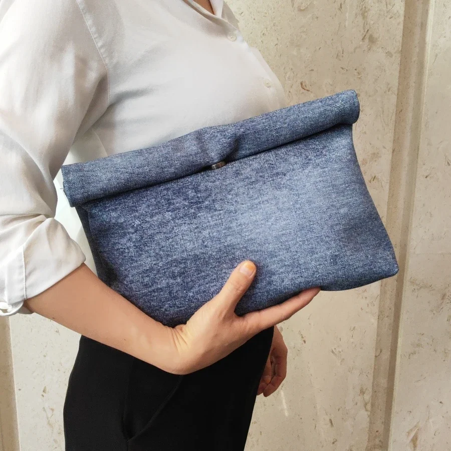 soft pu  Lady evening bags Trend party girl Envelope Bag Large capacity Clutches purse blue Women Clutch bag