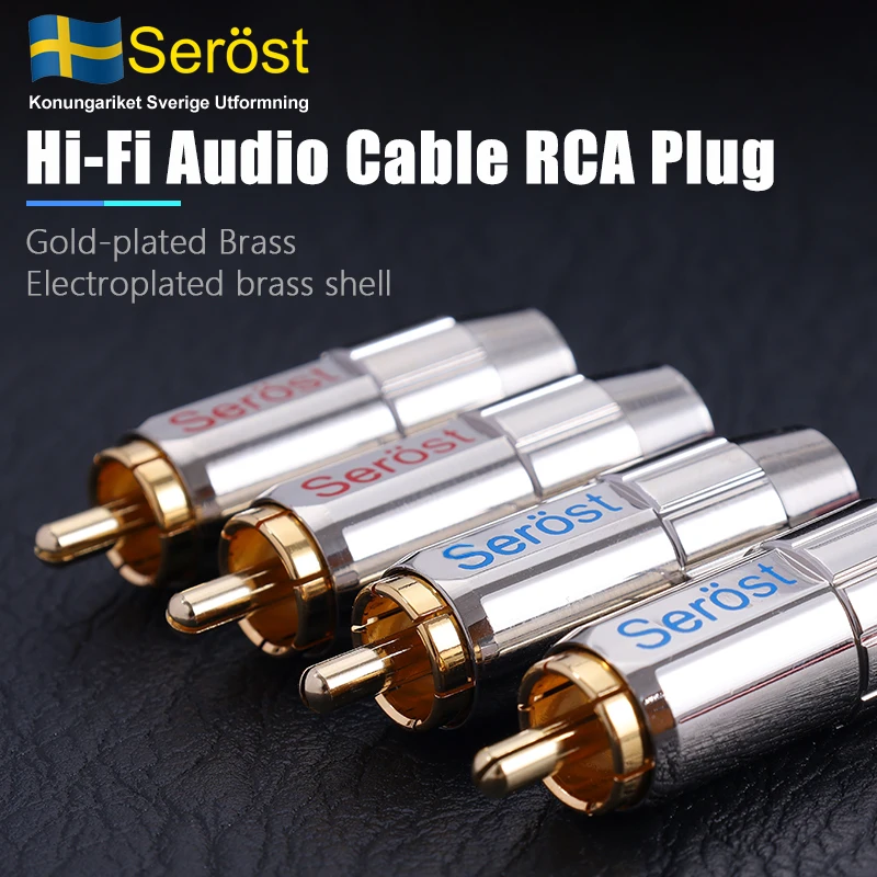 Serost R08 Cable de audio HiFi RCA 24K Conector de latón chapado en oro para 8 mm de diámetro