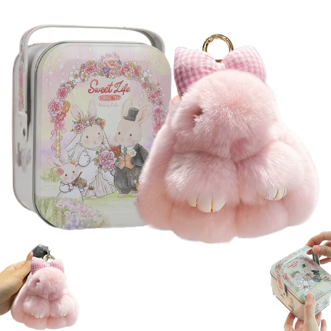 الأرنب لولو، الأرنب لولو المفاتيح مع القصدير، اليدوية لينة الأرنب Pompom المفاتيح سحر، الأرنب المفاتيح القطيفة، الأرنب المفاتيح، مناسبة f #2