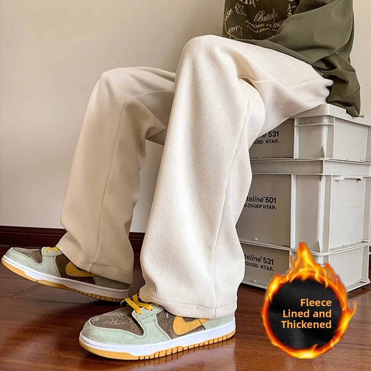 

Мужские вельветовые брюки с широкими штанинами, осенние, свободного прямого кроя, повседневные, модные, абсолютно новые, струящиеся, длинные брюки