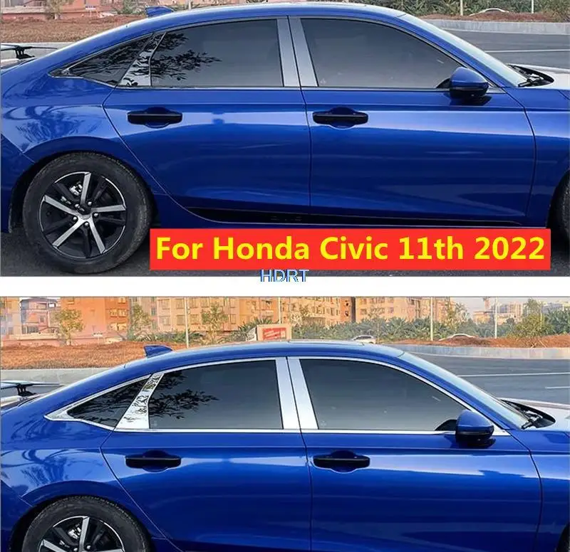 

Автомобильный Стайлинг, внешняя наклейка для Honda Civic 11th 2022, молдинг для двери и окна, столб, крышка, комплект полос для отделки, автомобильные аксессуары